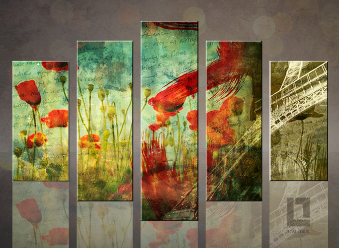 5 dielny obraz na stenu - Poppys